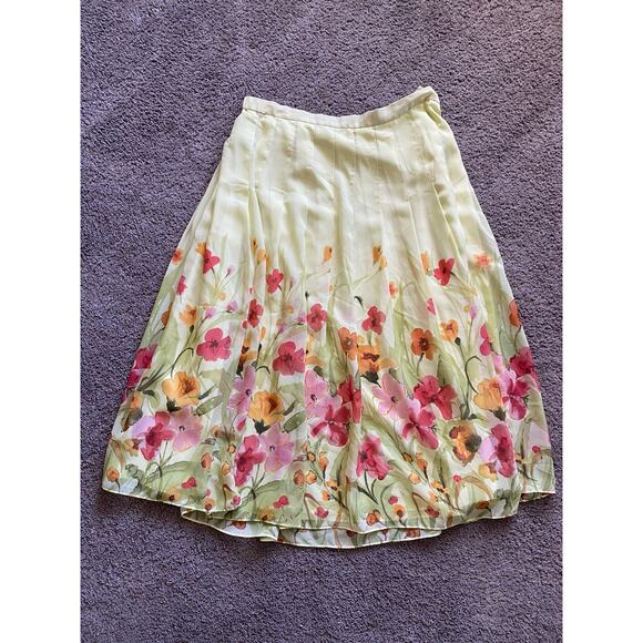 Coldwater Creek Floral Chiffon A Line Midi Skirt- Size Medium - Picture 2 of 5